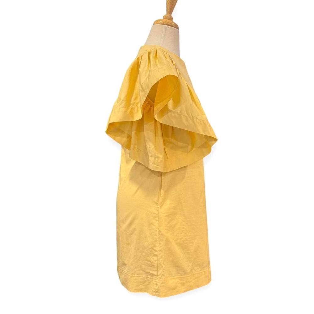 Mable Yellow Butterfly Flutter Sleeves Sheath Cotton Mini Dress Size Small - Picture 3 of 9
